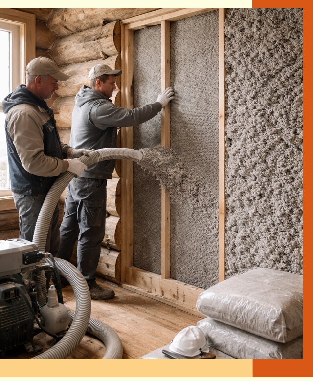 Утепление бревенчатого дома эковатой в Гае от 2796 руб. | ТепломастерГай