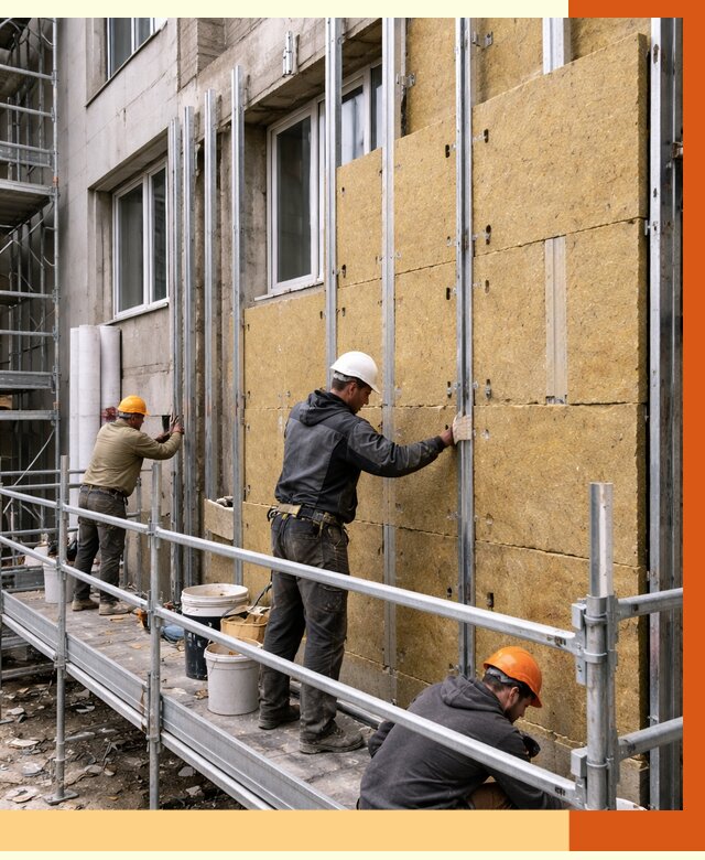 Утепление вентилируемого фасада в Гае от 5693 руб/м2 — монтаж и утепление вентфасад | ТепломастерГай