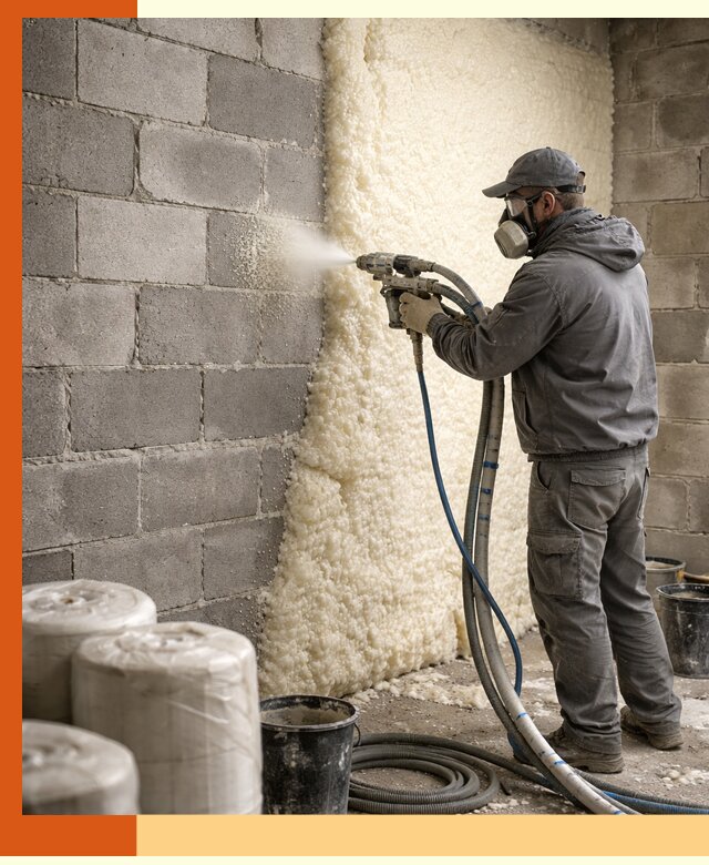 Утепление блочной стены ППУ в Гае качественно и надёжно